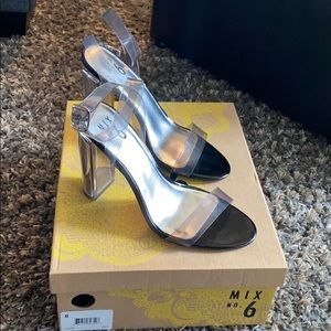 Mix No. 6 Lucee Black Clear Block Heels